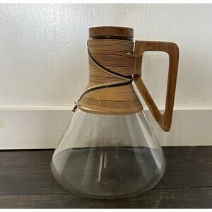 Rare Vintage Mid-Century Pyrex Teak Decanter Carafe Made In The U.SA. Novelty Co